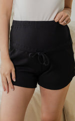 Arla Ribb Maternity Shorts in Black