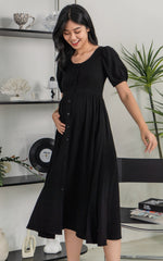 Genesis Linen Nursing Dress in Black