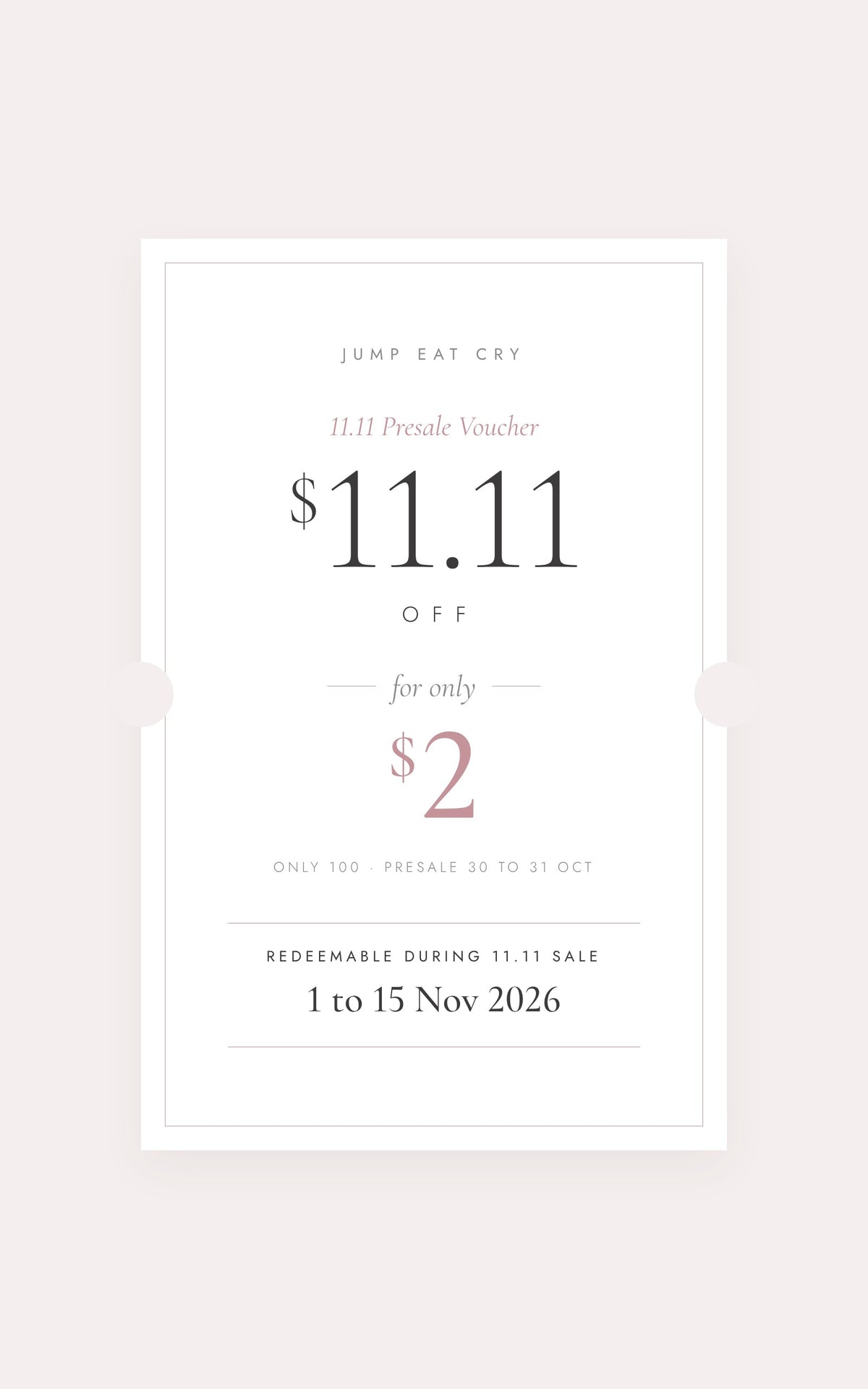 [11.11 PRESALE] $11.11 off for $2