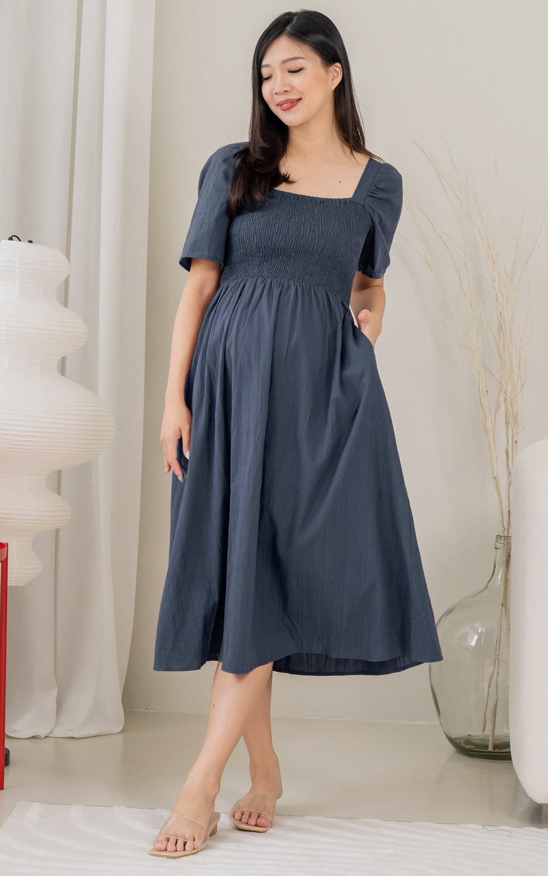 [PREORDER] Eden Lines Nursing Dress in Navy