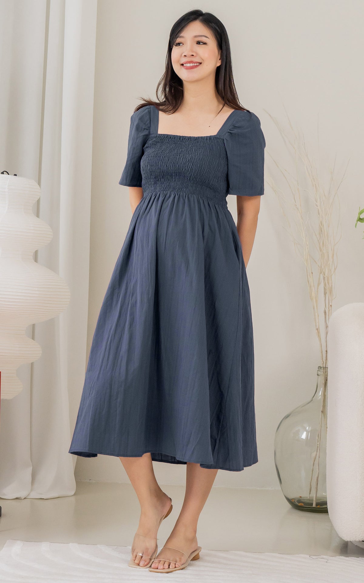 Eden Lines Nursing Dress in Navy