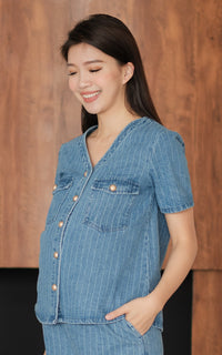 Jordyn Buttons Denim Nursing Top