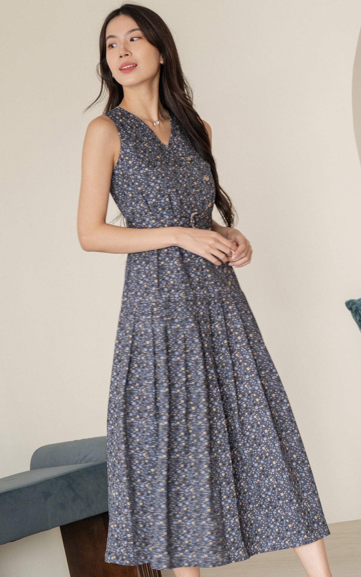 Adriana Floral Pleated Dress