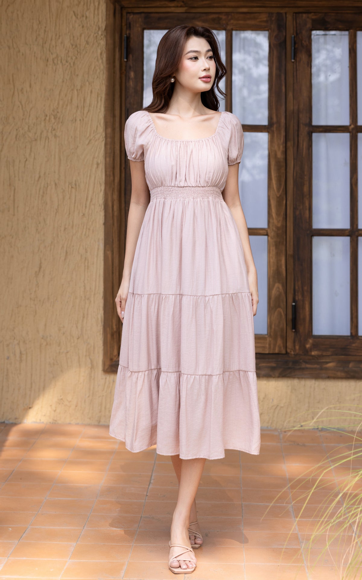 Aera Textured Dress in Soft Pink