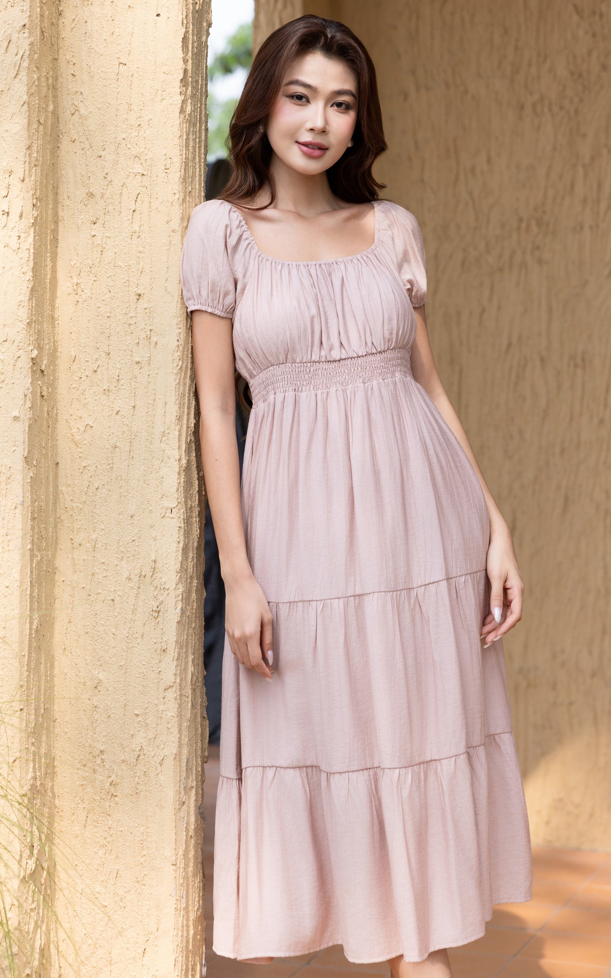 Aera Textured Dress in Soft Pink