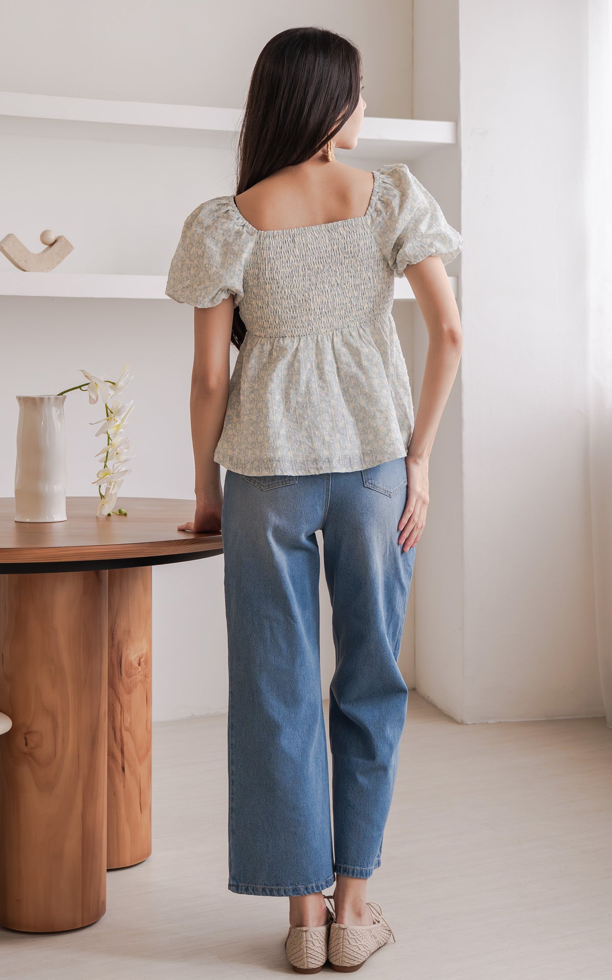 Alessan Floral Nursing Top in Blue
