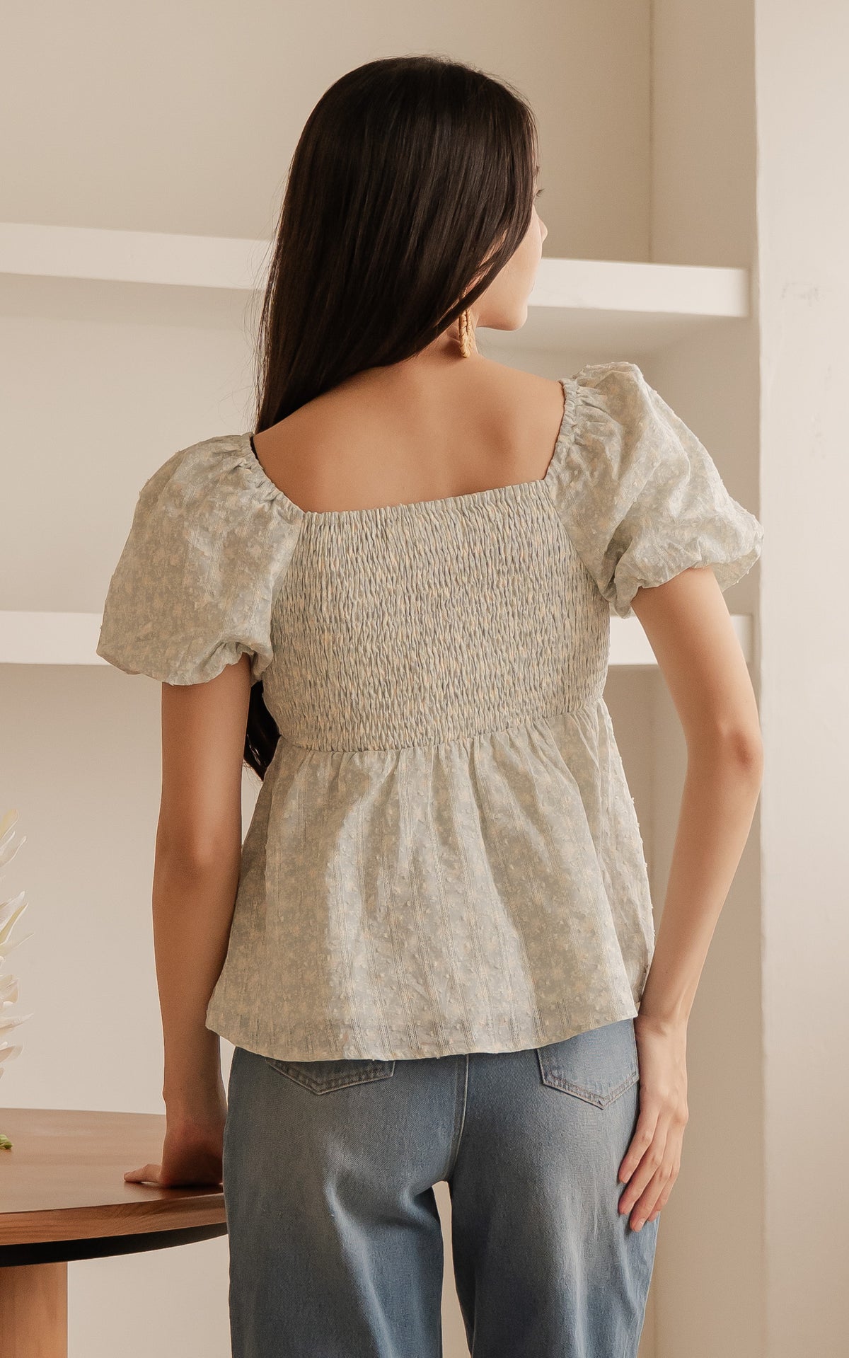 Alessan Floral Nursing Top in Blue