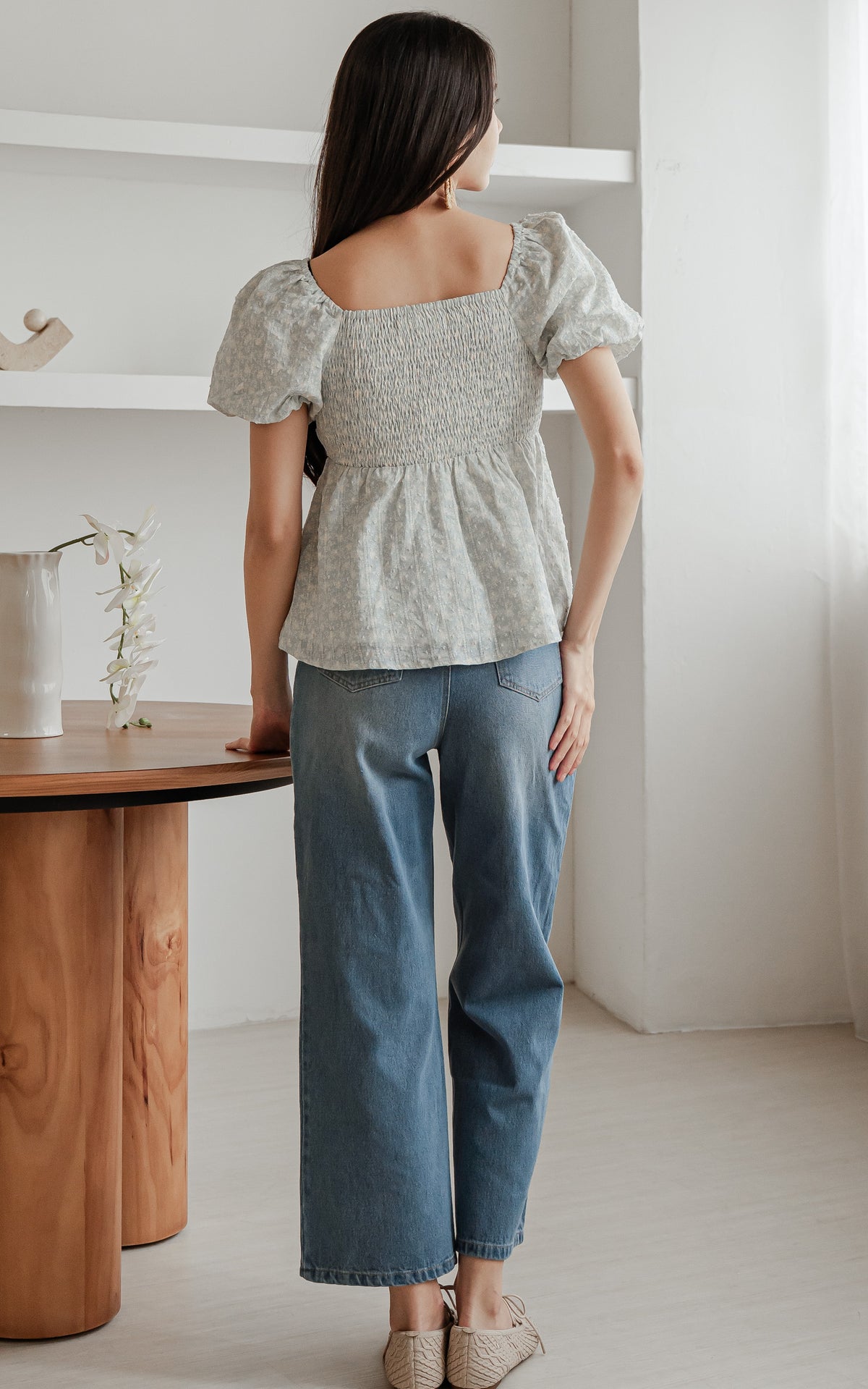 Alessan Floral Nursing Top in Blue