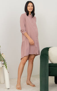Alice Nursing Shirt Dress in Dusty Pink