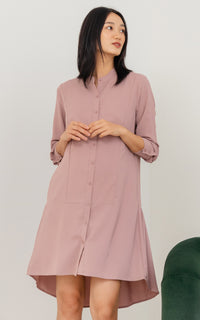 Alice Nursing Shirt Dress in Dusty Pink
