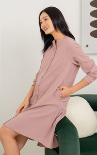 Alice Nursing Shirt Dress in Dusty Pink