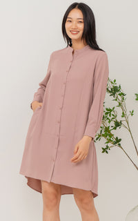 Alice Nursing Shirt Dress in Dusty Pink