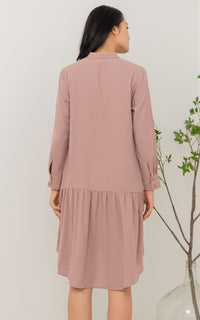 Alice Nursing Shirt Dress in Dusty Pink