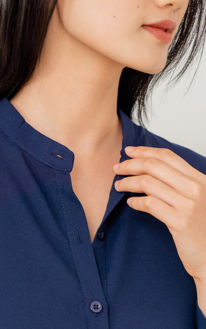 Alice Nursing Shirt Dress in Navy
