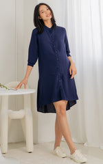Alice Nursing Shirt Dress in Navy