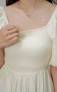 Alyssa Smocked Trimmed Dress in Cream