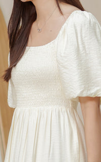 Alyssa Smocked Trimmed Dress in Cream