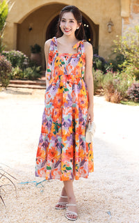 Amina Floral Nursing Dress in Purple