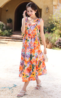 Amina Floral Nursing Dress in Purple