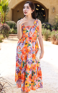 Amina Floral Nursing Dress in Purple