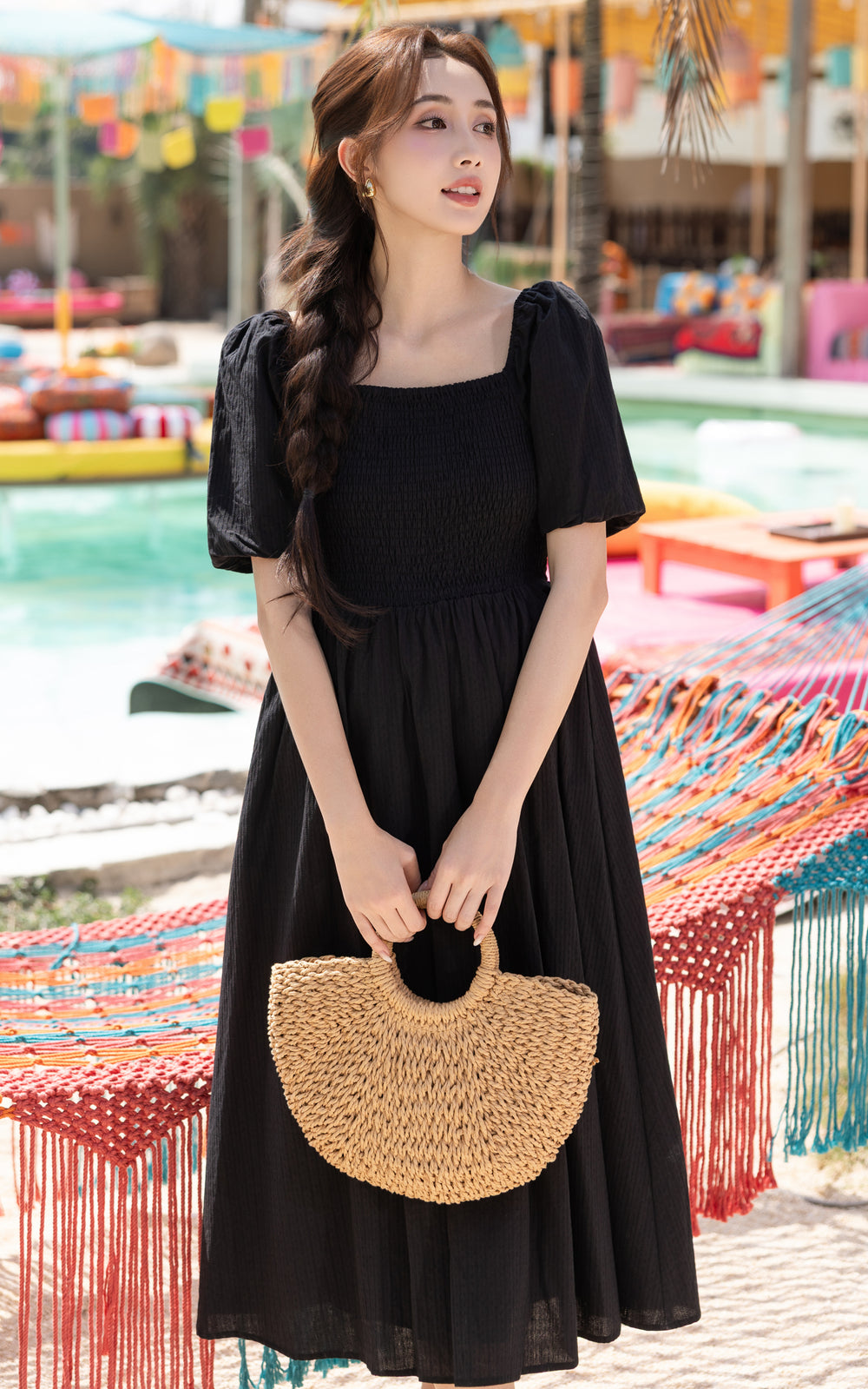 astrid midi dress Astrid Bubble Sleeves Midi Dress in Black – Jump Eat Cry