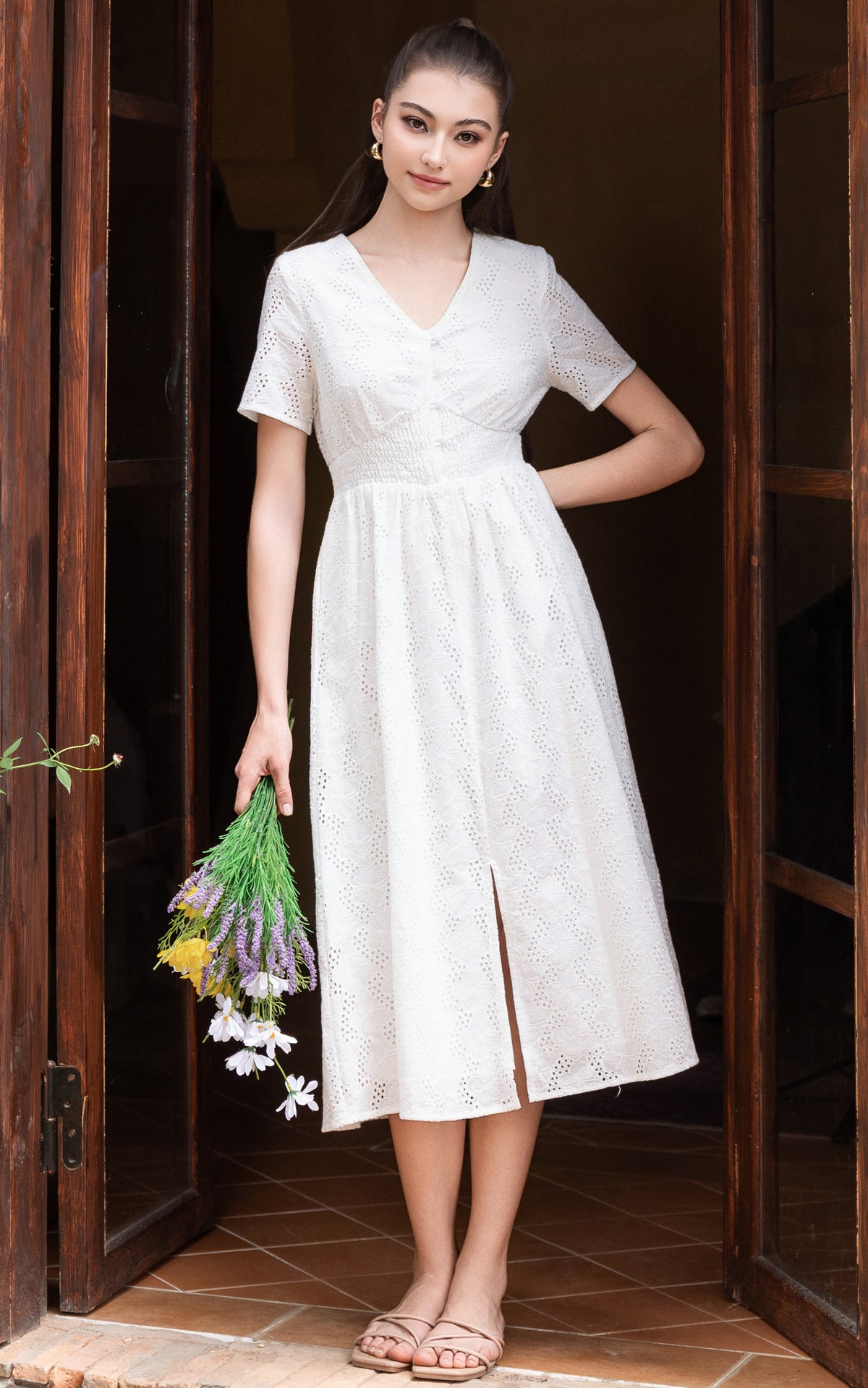 Aylin Eyelet Classic Dress
