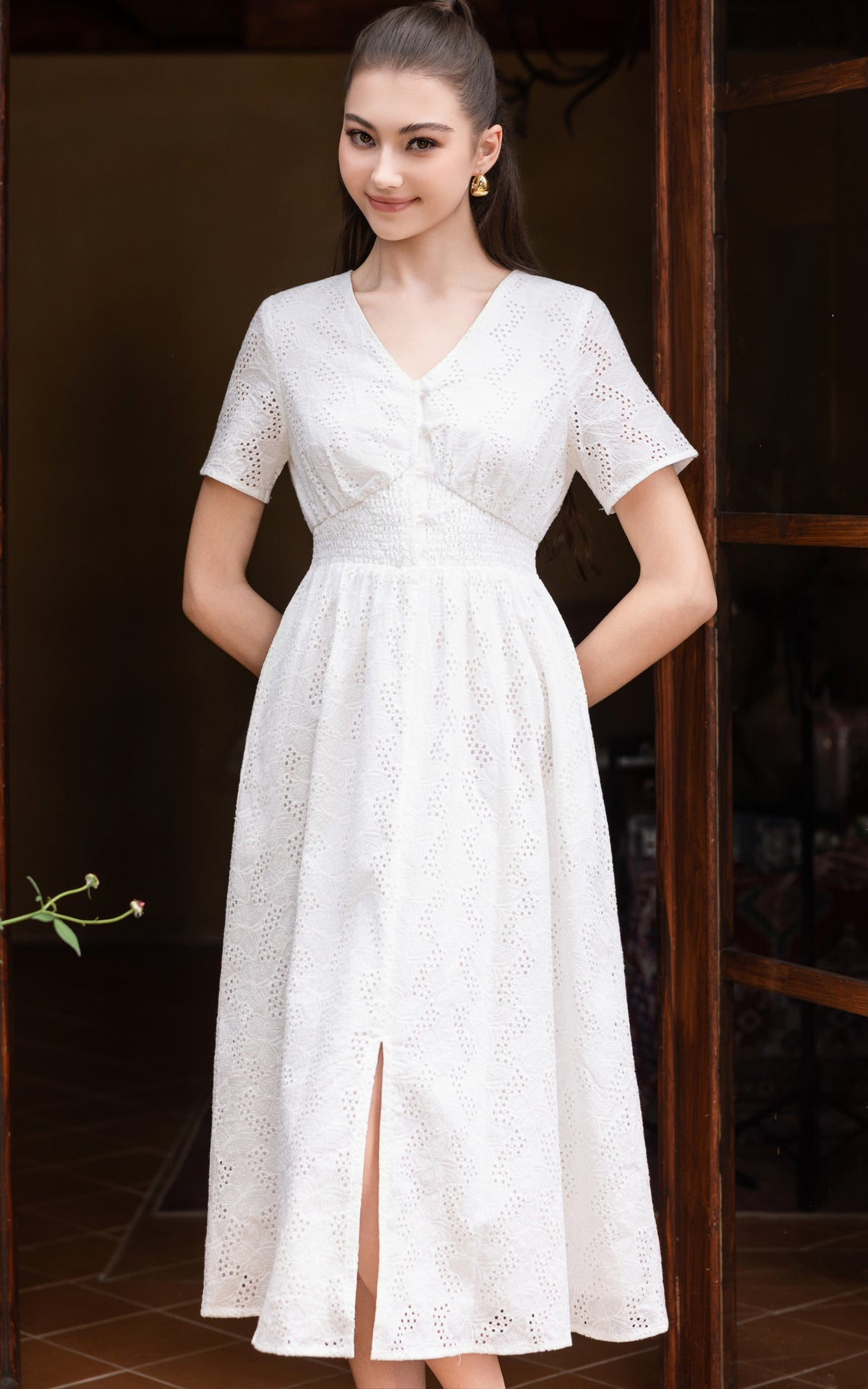 Aylin Eyelet Classic Dress