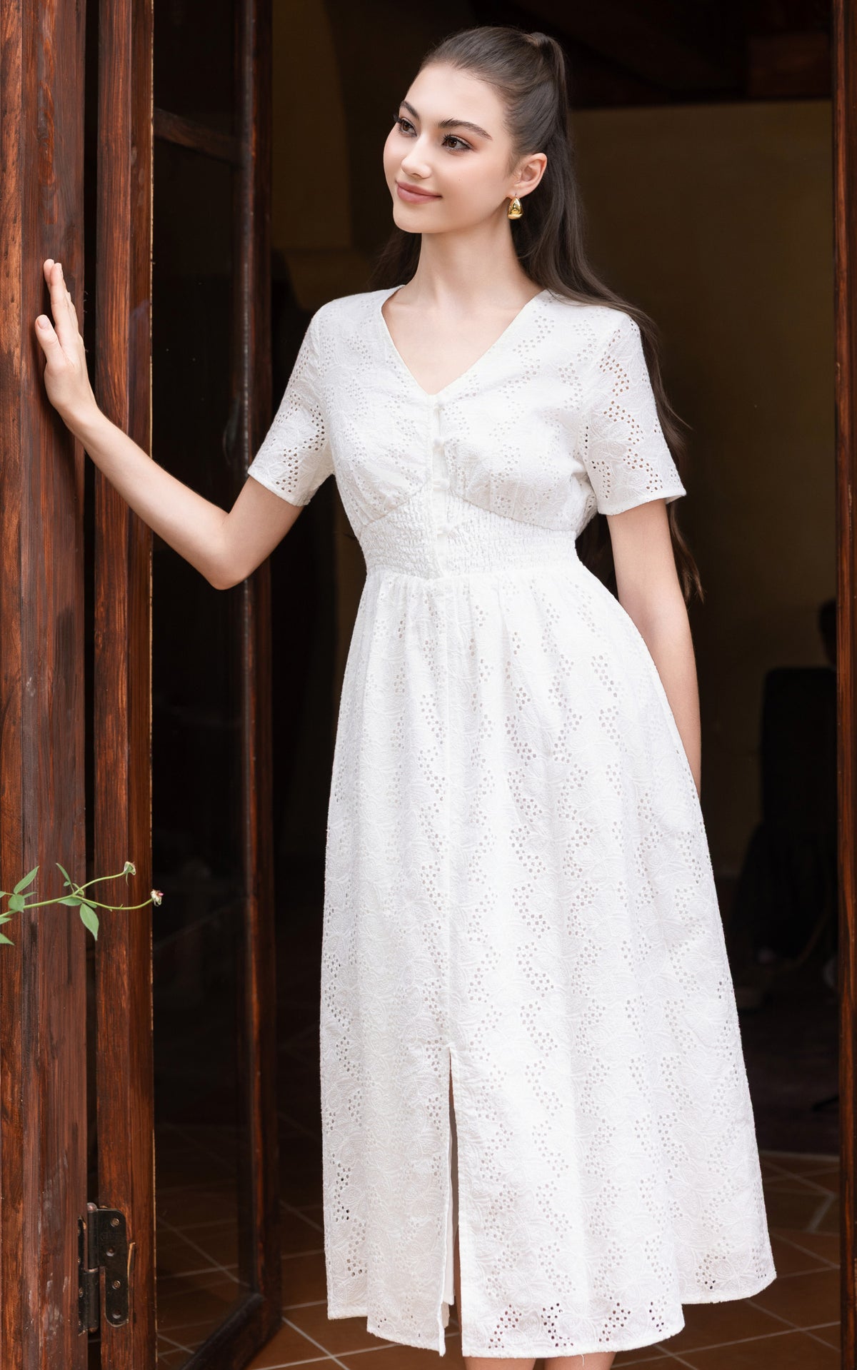 Aylin Eyelet Classic Dress