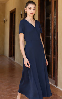 Azalea Knitted Tiered Nursing Dress in Navy