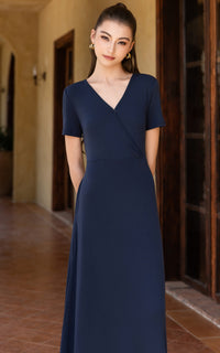 Azalea Knitted Tiered Nursing Dress in Navy
