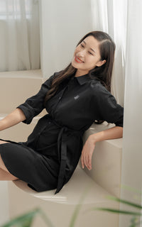 Baby Dragon Embriodery Nursing Dress in Black