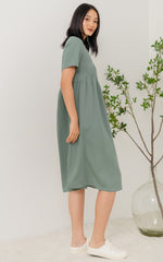 Brooklyn Nursing Dress in Dusty Green