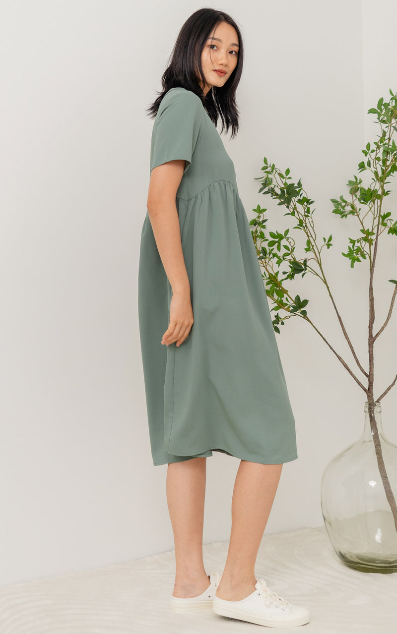 Brooklyn Nursing Dress in Dusty Green