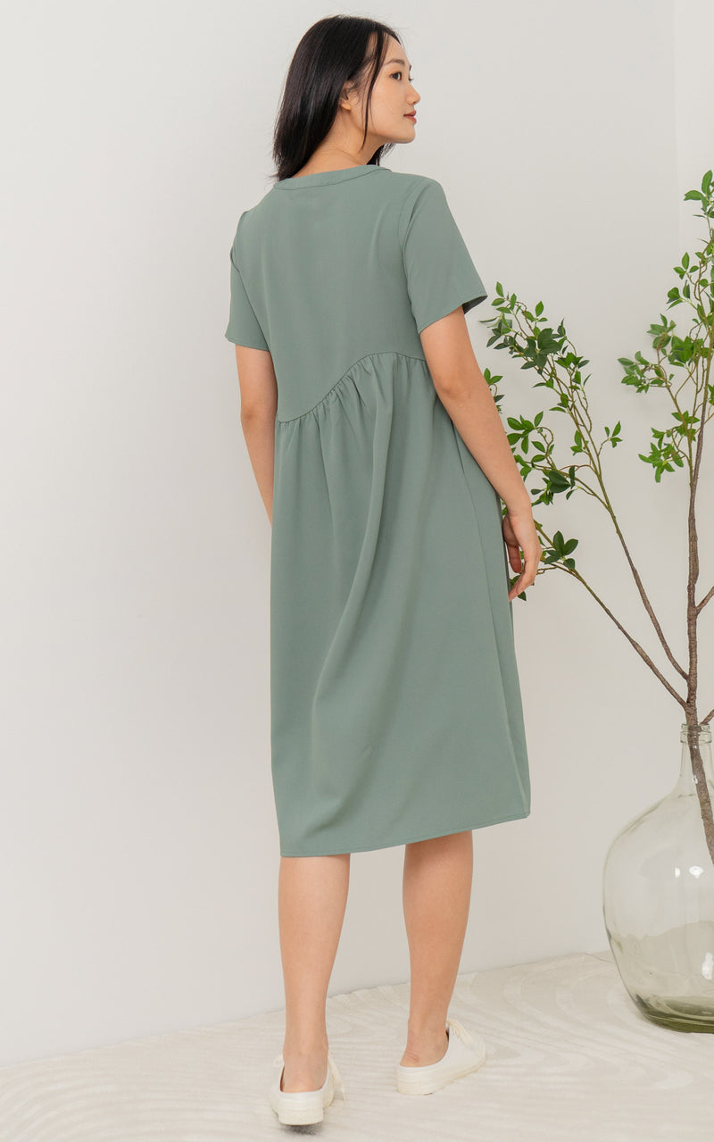 Brooklyn Nursing Dress in Dusty Green