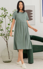 Brooklyn Nursing Dress in Dusty Green