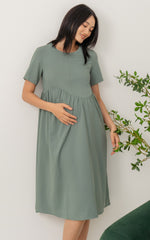 Brooklyn Nursing Dress in Dusty Green