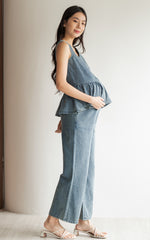 Camille Denim Peplum Buttons Top
