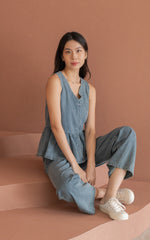 Camille Denim Peplum Buttons Top