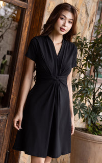 Celeste Twist Knot Nursing Dress in Black