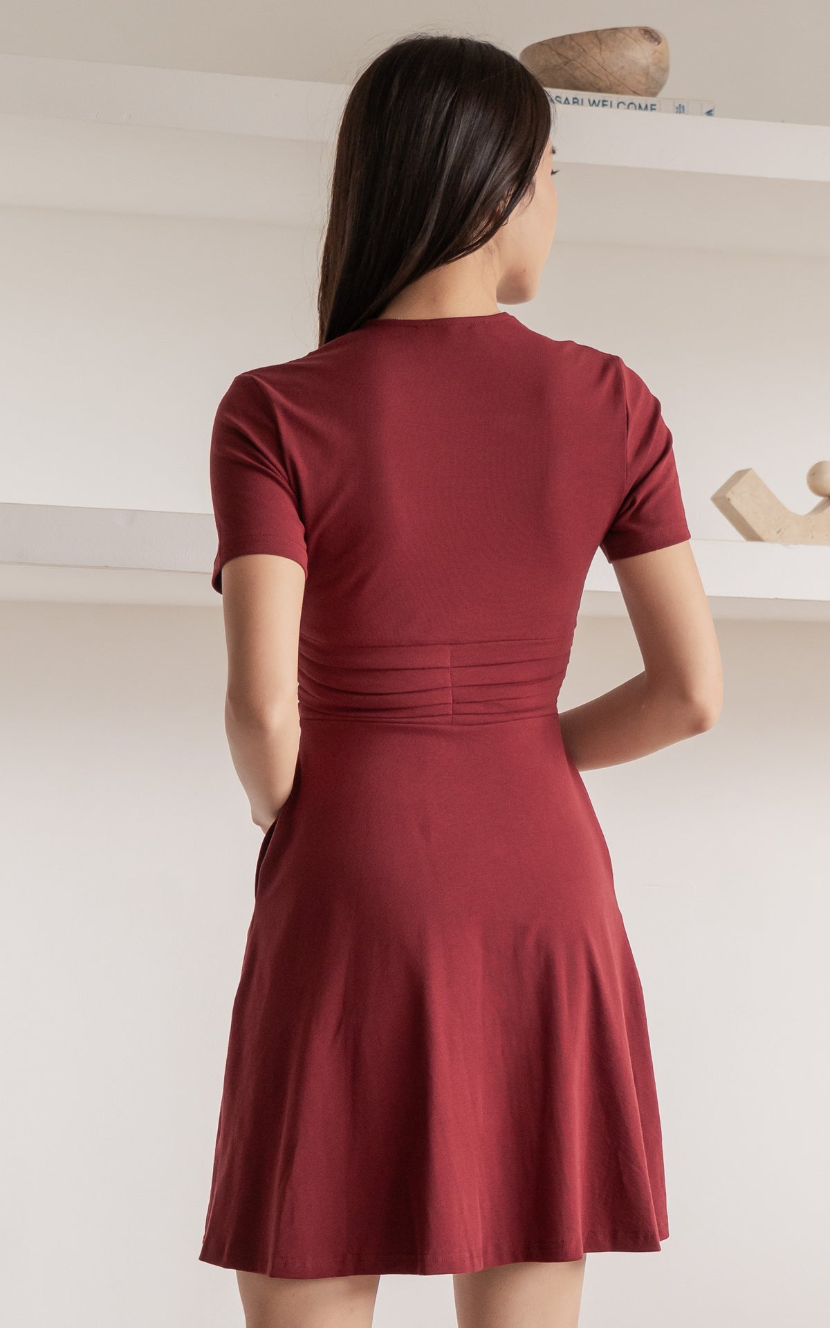 Celeste Twist Knot Nursing Dress in Red