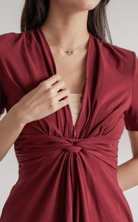 Celeste Twist Knot Nursing Dress in Red