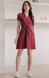 Celeste Twist Knot Nursing Dress in Red