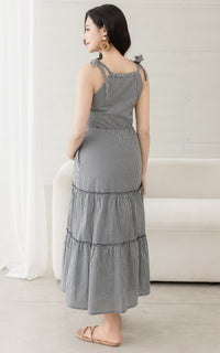 Checkered Padded Nursing Dress in Black