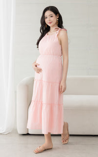Checkered Padded Nursing Dress in Pink