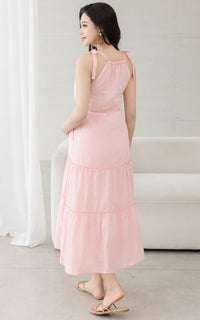 Checkered Padded Nursing Dress in Pink