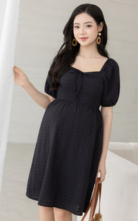 Coco Swiss Dots Nursing Dress in Black