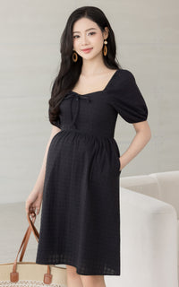 Coco Swiss Dots Nursing Dress in Black