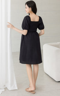 Coco Swiss Dots Nursing Dress in Black
