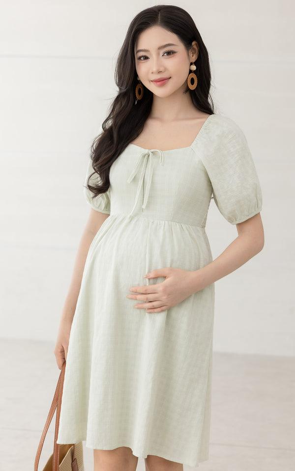 Coco Swiss Dots Nursing Dress in Sage