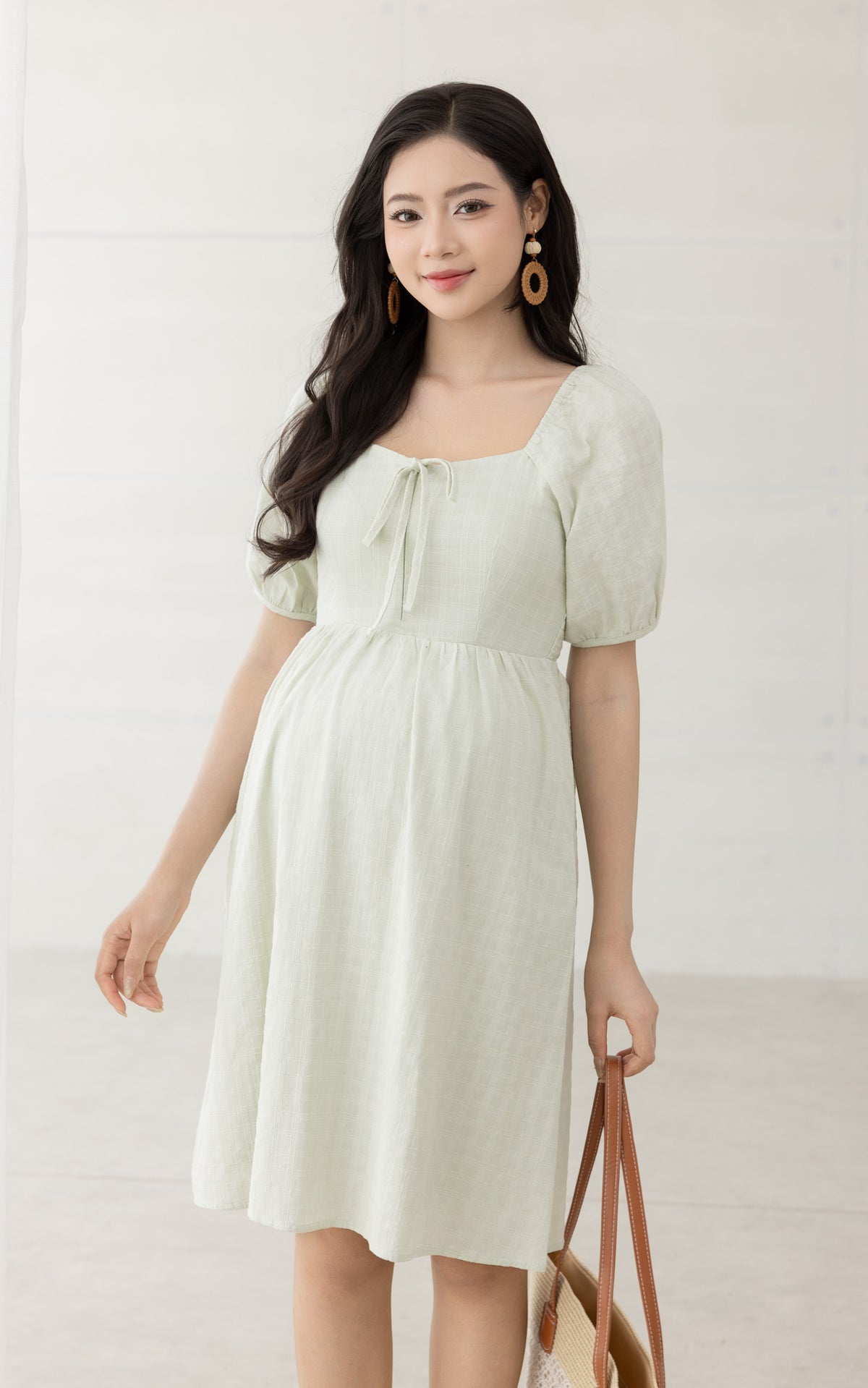 Coco Swiss Dots Nursing Dress in Sage